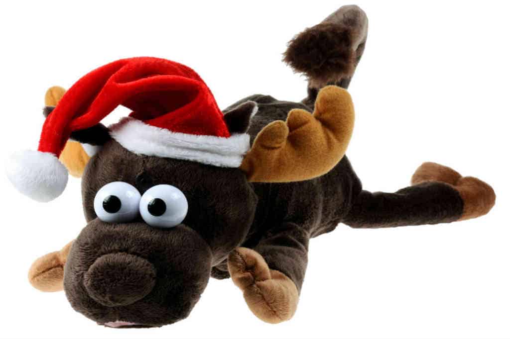 det-grinede-rensdyr-med-nissehat det grinede julerensdyr er den sjove adventsgave til barnet